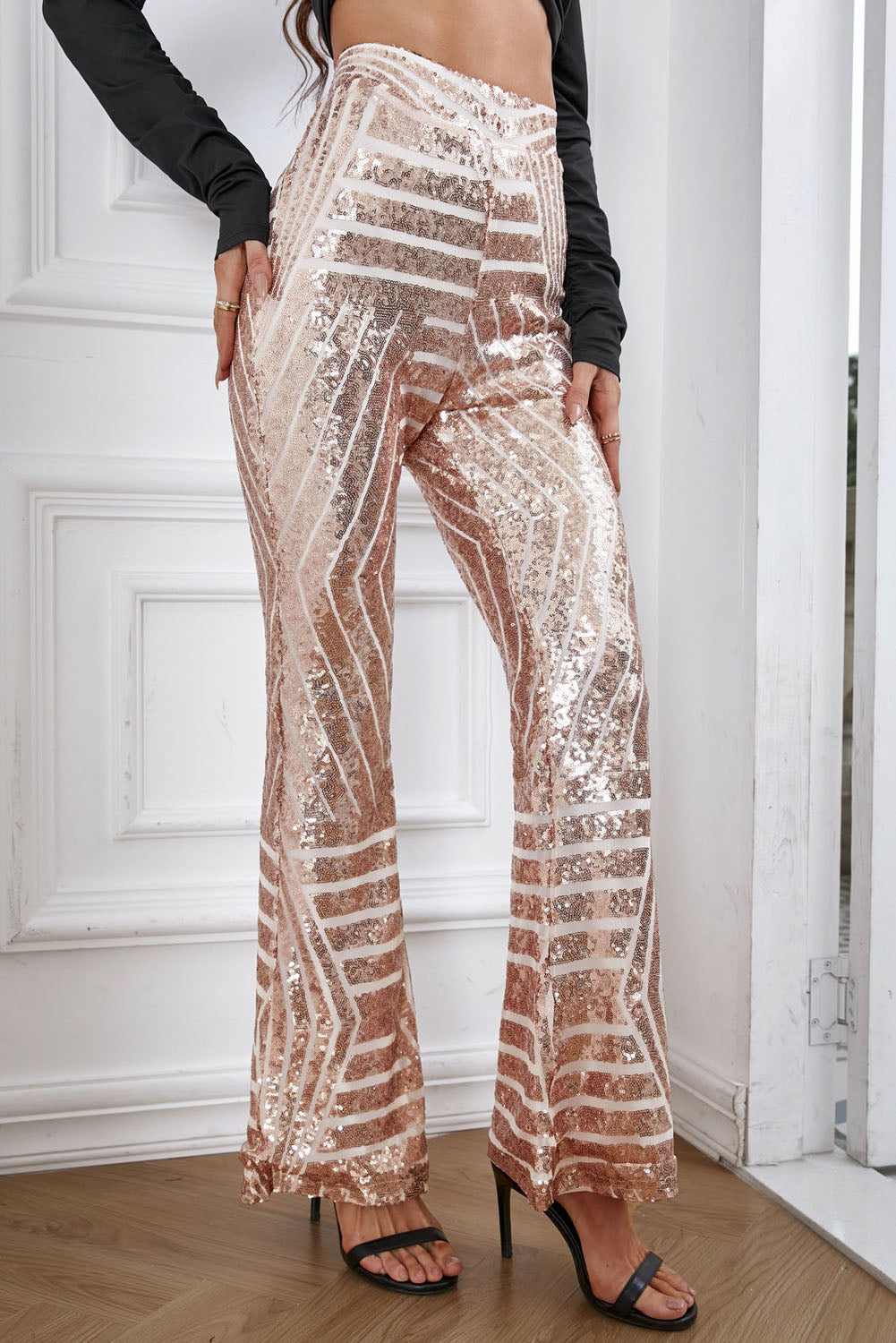 Sequin High Waist Flared Pants - Bottoms - Pants - 16 - 2024