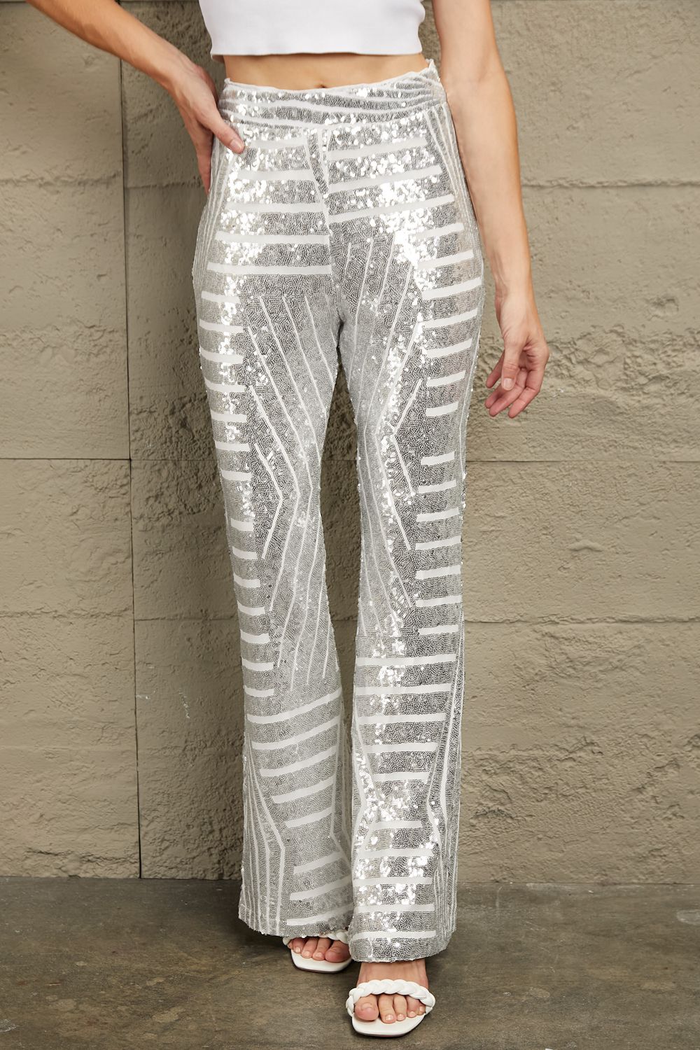 Sequin High Waist Flared Pants - Bottoms - Pants - 3 - 2024