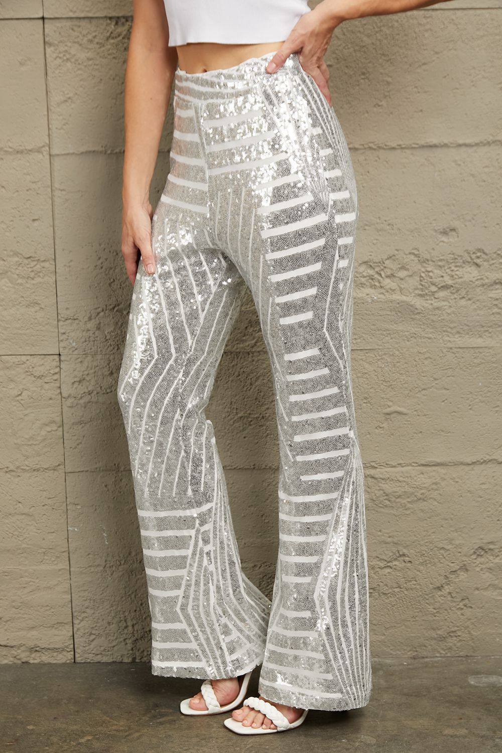 Sequin High Waist Flared Pants - Bottoms - Pants - 4 - 2024