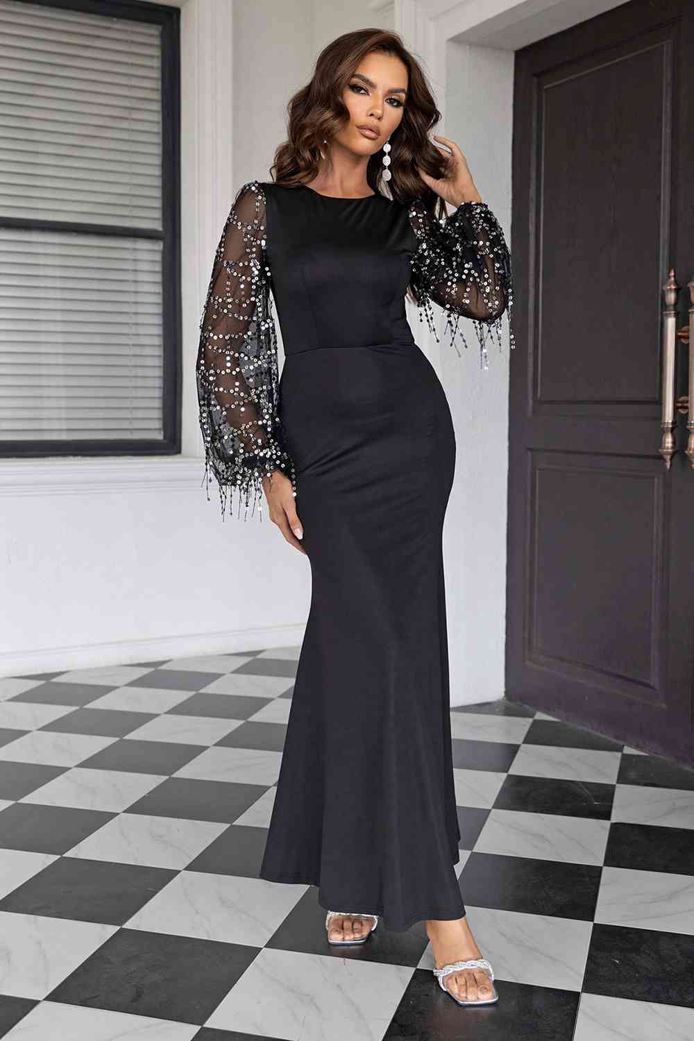 Sequin Round Neck Maxi Dress - All Dresses - Dresses - 5 - 2024