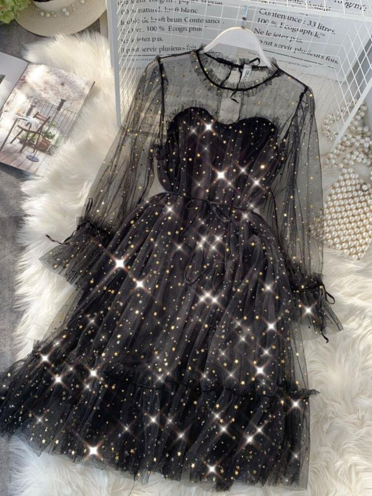 Sequined Mesh Shiny Fairy Dress - Black / One Size / Nearest Warehouse - All Dresses - Clothing - 17 - 2024