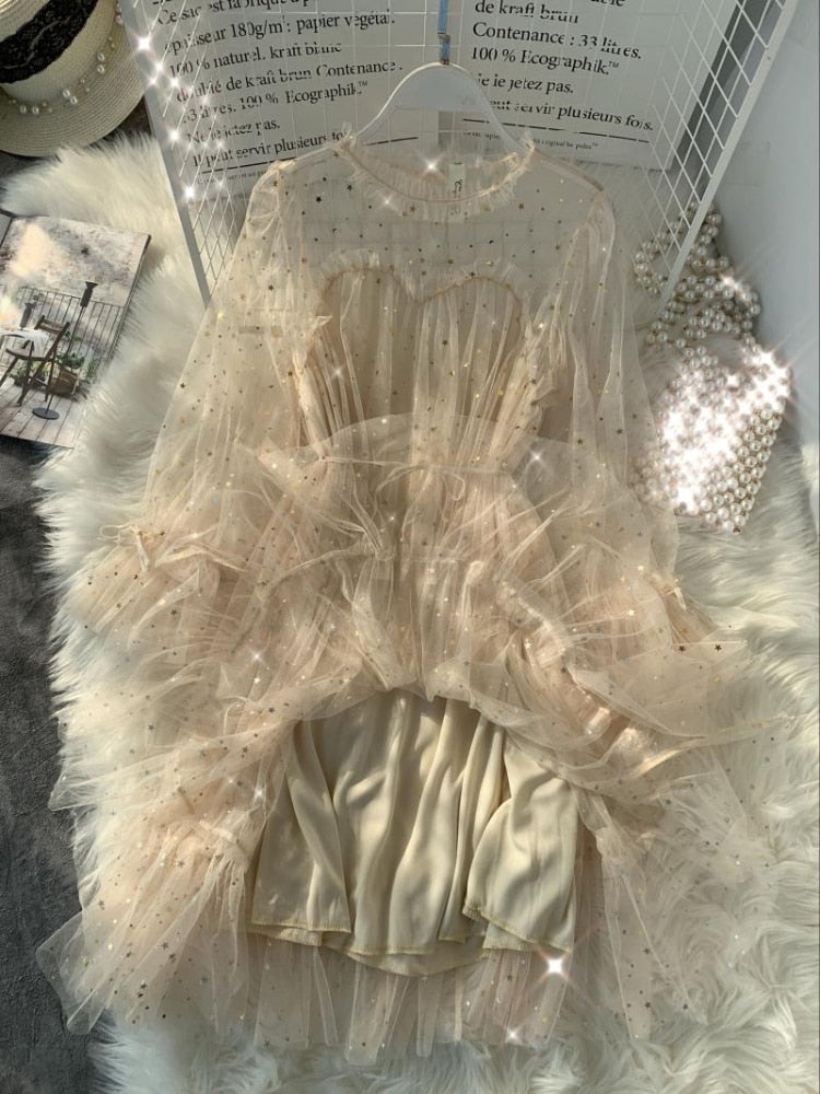 Sequined Mesh Shiny Fairy Dress - White / One Size / Nearest Warehouse - All Dresses - Clothing - 18 - 2024