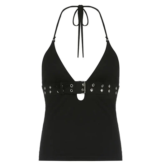 Buckle Halter Top - Sexy Backless Fashion - Black / M - Tops - Shirts & Tops - 4 - 2024