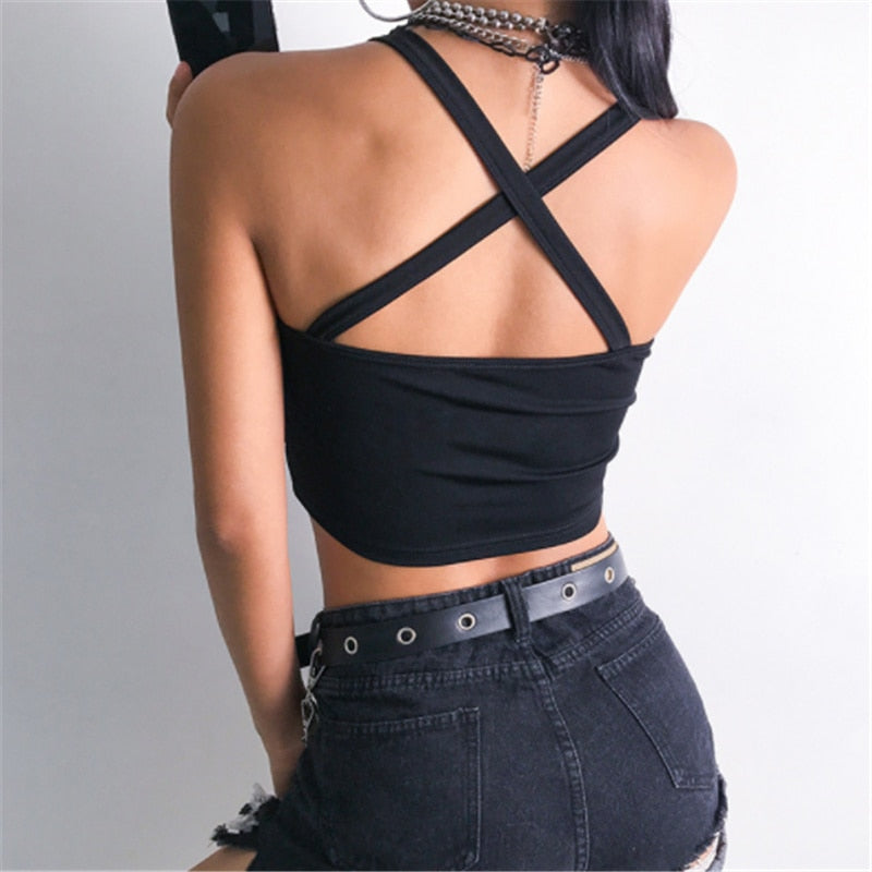 Sexy Buckle Vest Crop Top - Women’s Clothing & Accessories - Shirts & Tops - 4 - 2024