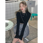 Sexy Crop Long Sleeve T-Shirt: Harajuku Spring Streetwear - T-Shirts - 4
