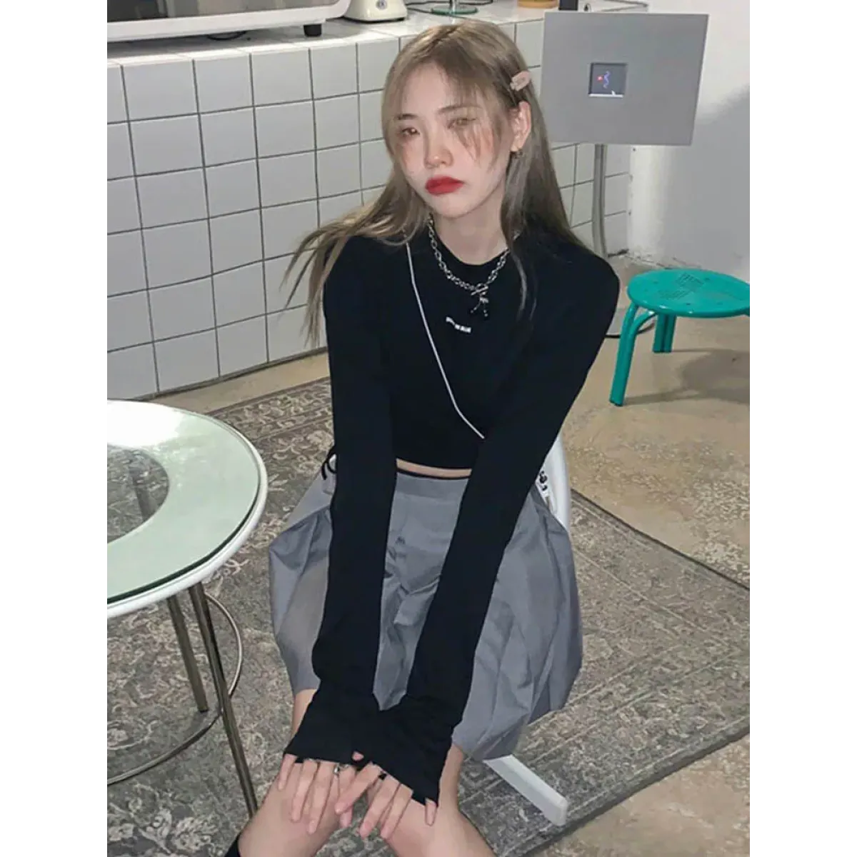 Sexy Crop Long Sleeve T-Shirt: Harajuku Spring Streetwear - T-Shirts - 4