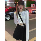 Sexy Crop Long Sleeve T-Shirt: Harajuku Spring Streetwear - T-Shirts - 6
