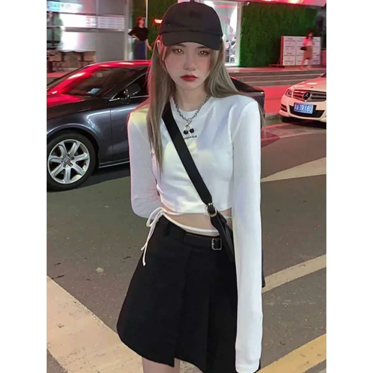 Sexy Crop Long Sleeve T-Shirt: Harajuku Spring Streetwear - T-Shirts - 6