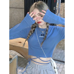 Sexy Crop Long Sleeve T-Shirt: Harajuku Spring Streetwear - T-Shirts - 8