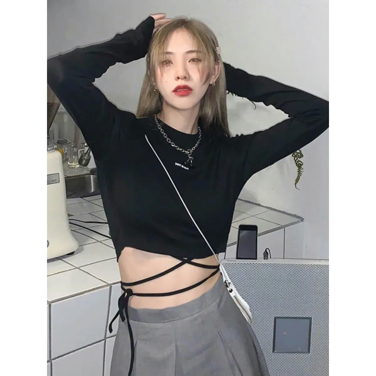 Sexy Crop Long Sleeve T-Shirt - T-Shirts - 3