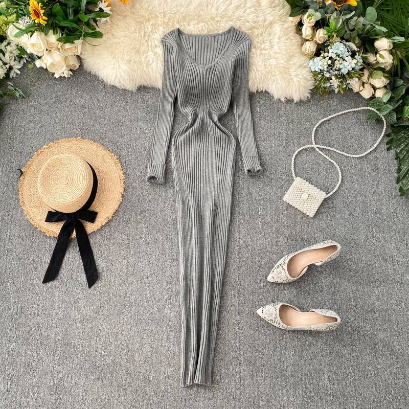 Sexy Elastic Bodycon Dress - Gray / M - All Dresses - Shirts & Tops - 14 - 2024