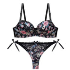 Sexy Floral Bra - Thong Set - Women’s Clothing & Accessories - 1