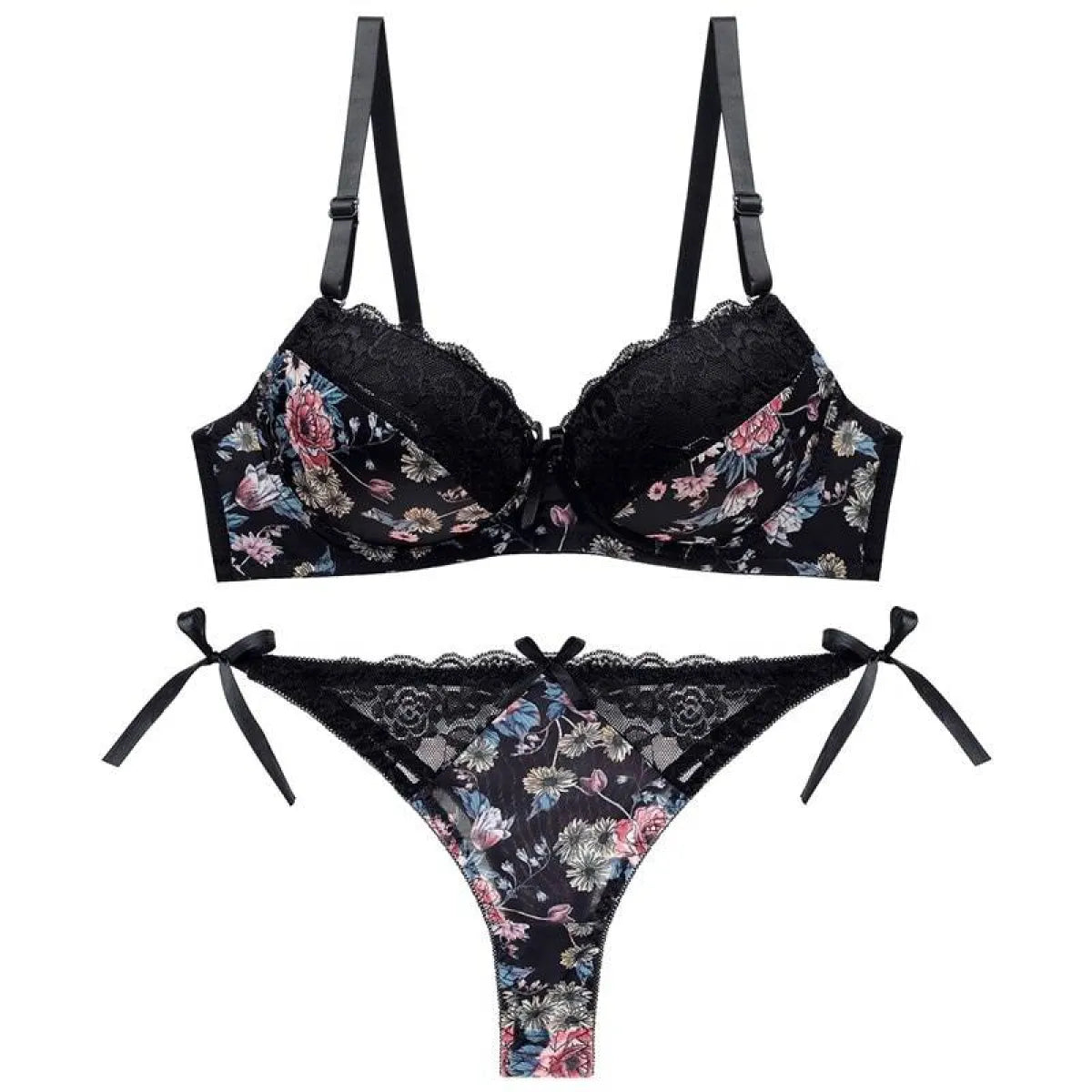 Sexy Floral Bra - Thong Set - Best Sellers - 18