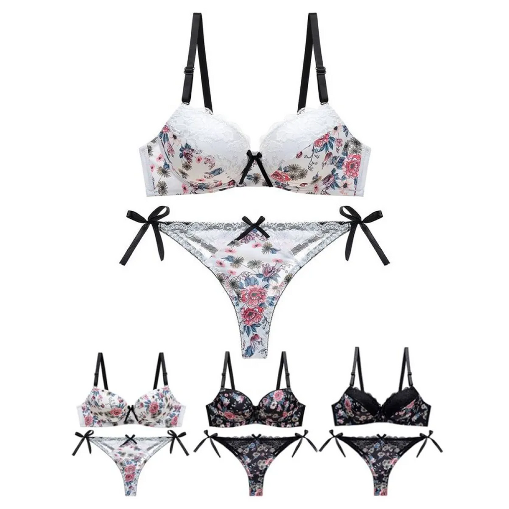 Sexy Floral Bra - Thong Set - Women’s Clothing & Accessories - 6