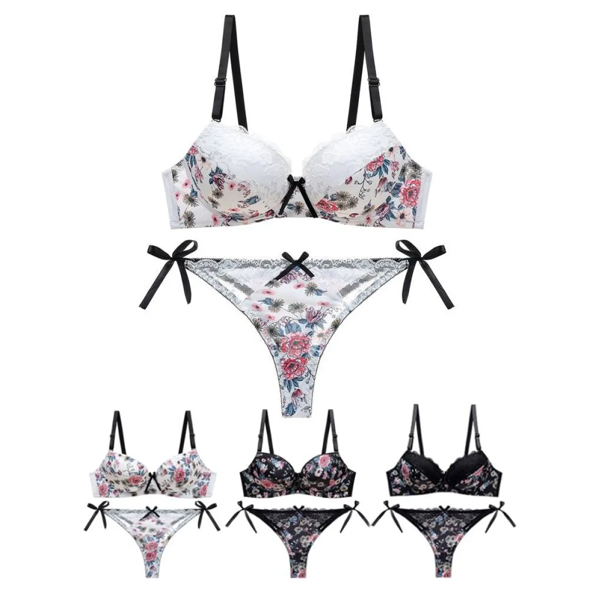 Sexy Floral Bra - Thong Set - Women’s Clothing & Accessories - 6