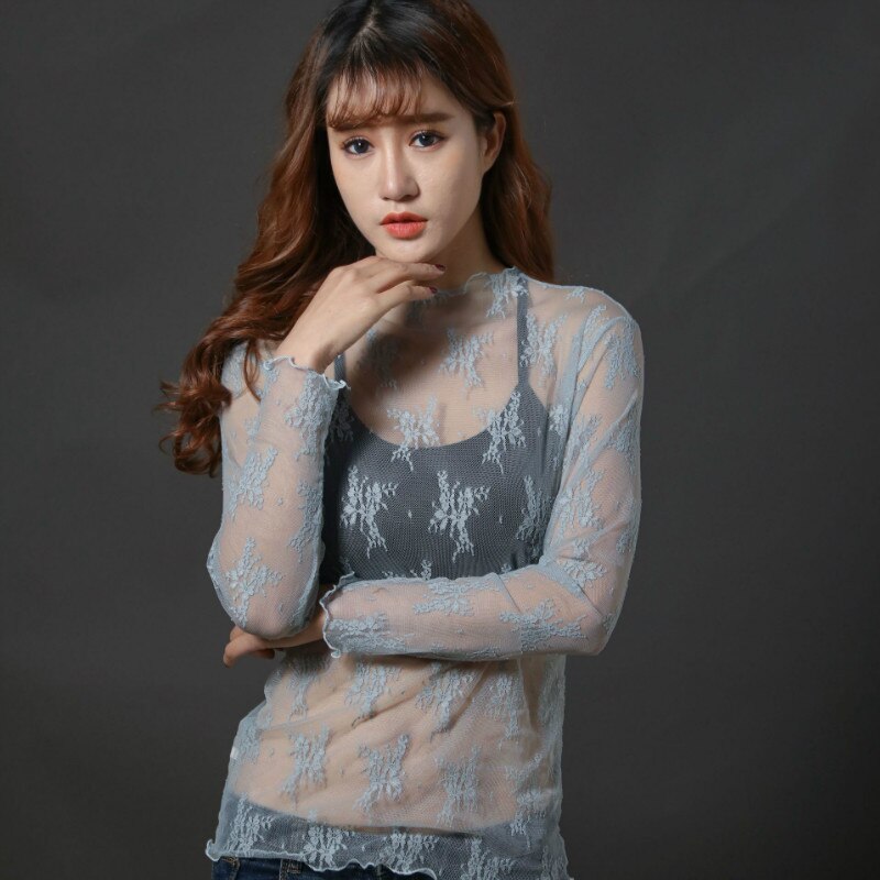 Sexy Harajuku Mesh Tops - Grey flower / One Size - T-Shirts - Shirts & Tops - 34 - 2024