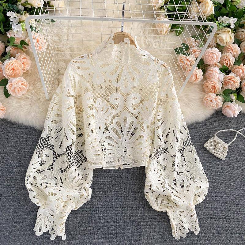 Lace Hollowed Out Blouses - Women’s Clothing & Accessories - Shirts & Tops - 11 - 2024