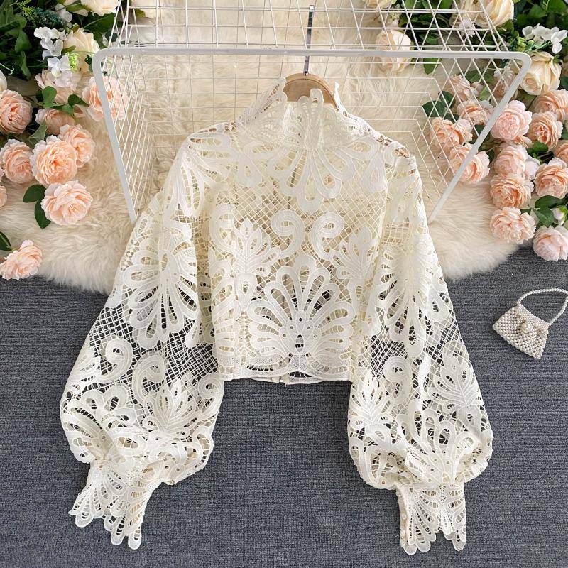 Lace Hollowed Out Blouses - Women’s Clothing & Accessories - Shirts & Tops - 12 - 2024