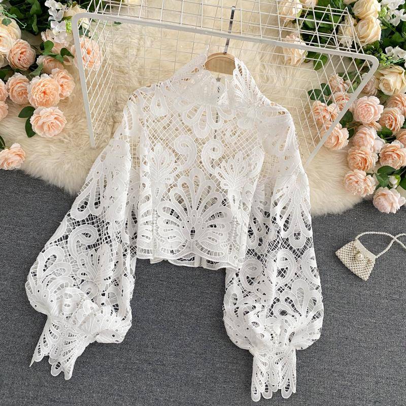 Lace Hollowed Out Blouses - Women’s Clothing & Accessories - Shirts & Tops - 13 - 2024