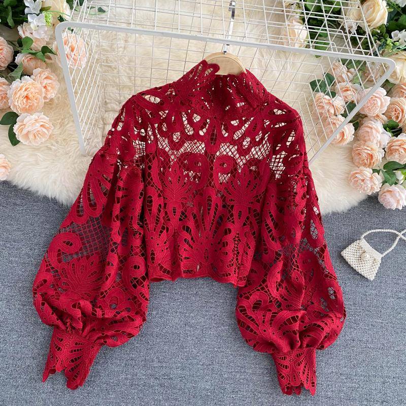 Lace Hollowed Out Blouses - Women’s Clothing & Accessories - Shirts & Tops - 17 - 2024