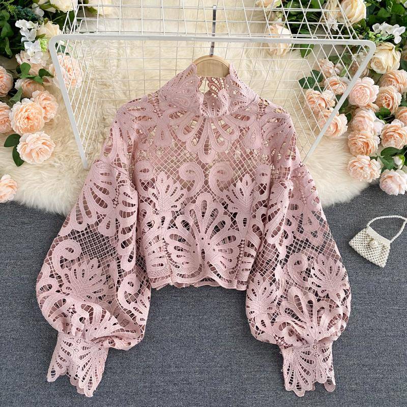 Lace Hollowed Out Blouses - Women’s Clothing & Accessories - Shirts & Tops - 18 - 2024