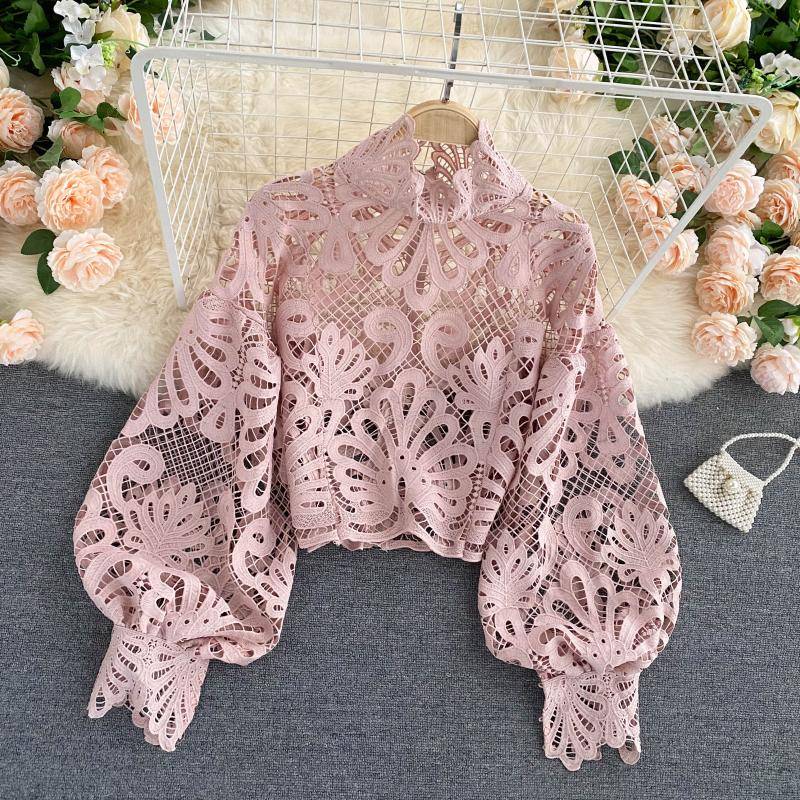 Lace Hollowed Out Blouses - Women’s Clothing & Accessories - Shirts & Tops - 19 - 2024