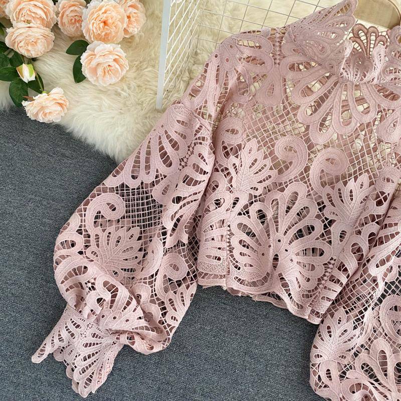 Lace Hollowed Out Blouses - Women’s Clothing & Accessories - Shirts & Tops - 22 - 2024