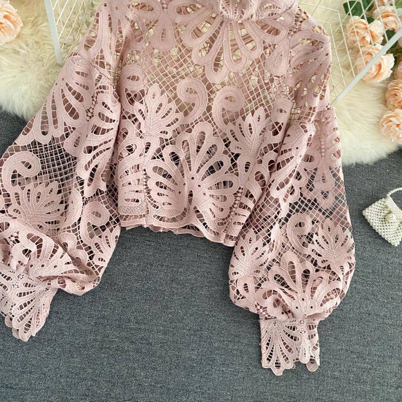 Lace Hollowed Out Blouses - Women’s Clothing & Accessories - Shirts & Tops - 23 - 2024