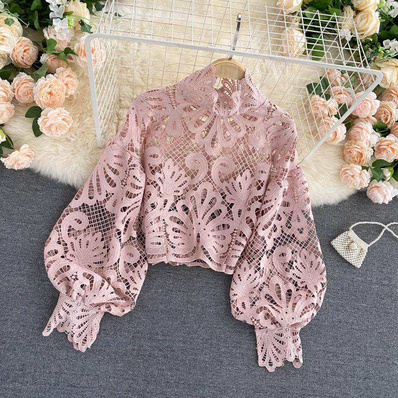 Lace Hollowed Out Blouses - Women’s Clothing & Accessories - Shirts & Tops - 24 - 2024