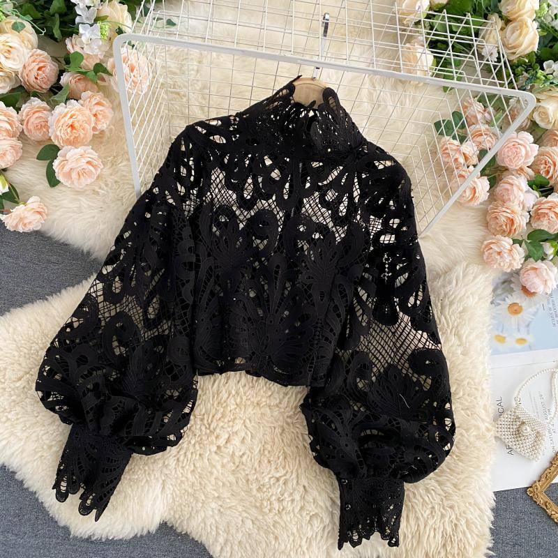 Lace Hollowed Out Blouses - Women’s Clothing & Accessories - Shirts & Tops - 9 - 2024