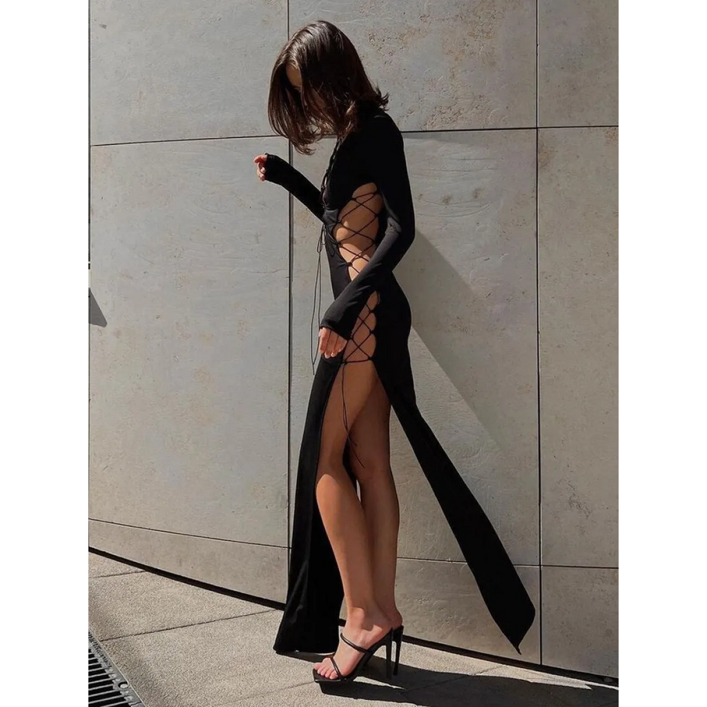 Sexy Lace Up Long Sleeve Dress - All Dresses - Shirts & Tops - 3 - 2024