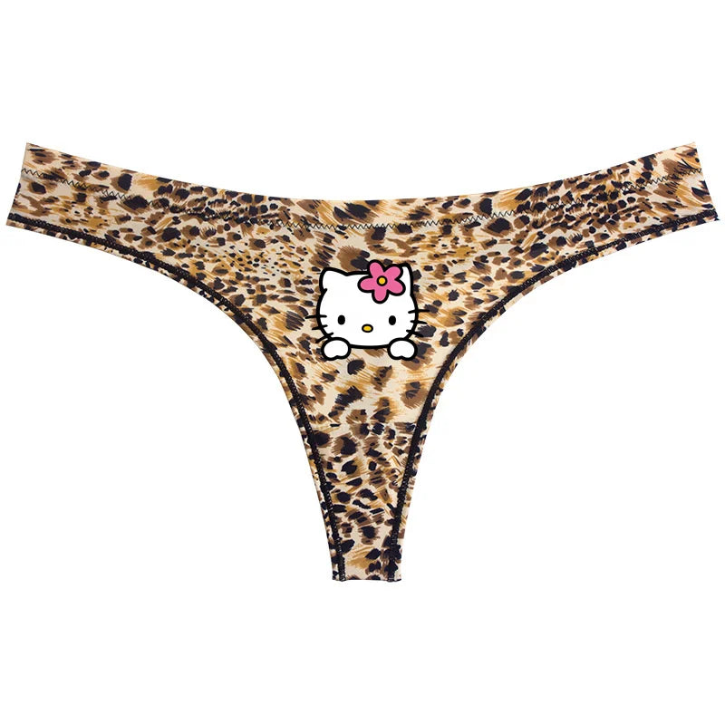 Sanrio Hello Kitty Sexy Leopard Underwear - Quick-drying Lightweight Seamless Thong - A4 / One size fits all - Sexy