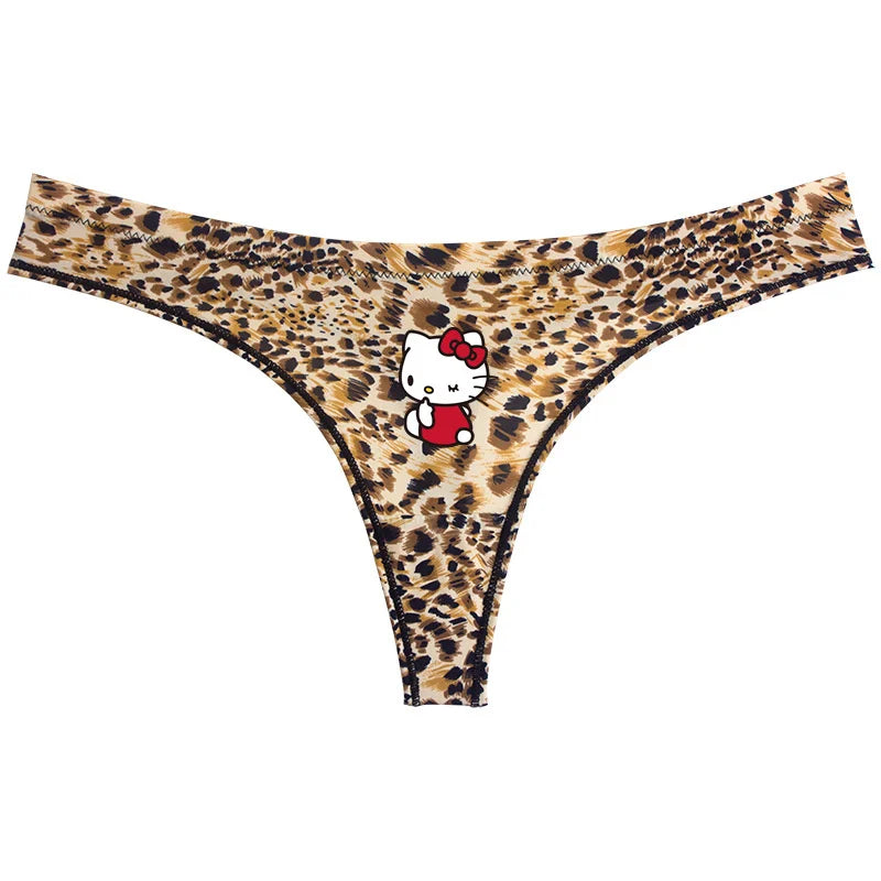 Sanrio Hello Kitty Sexy Leopard Underwear - Quick-drying Lightweight Seamless Thong - A3 / One size fits all - Sexy