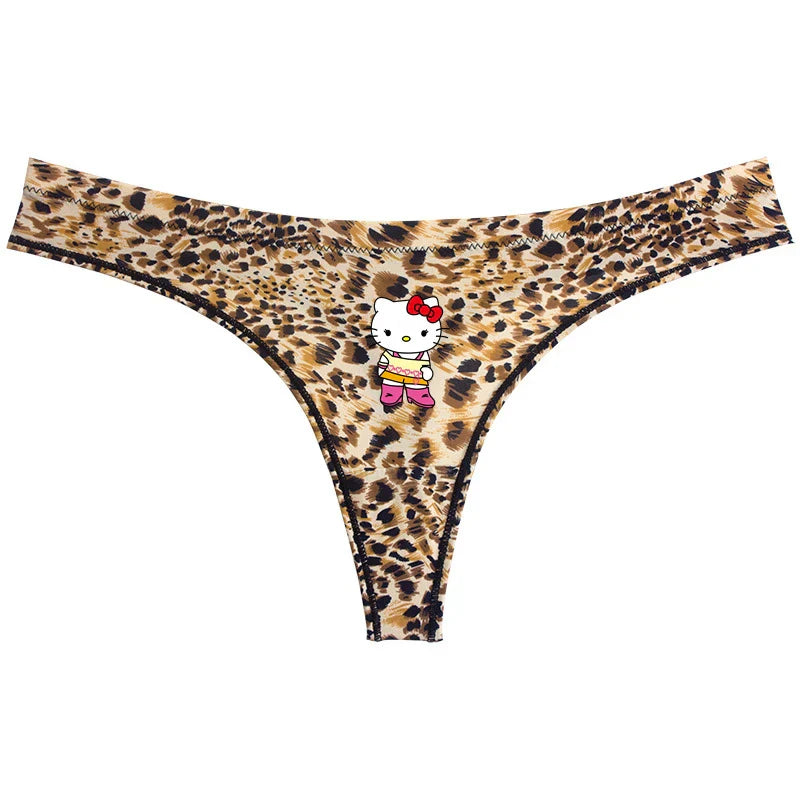 Sanrio Hello Kitty Sexy Leopard Underwear - Quick-drying Lightweight Seamless Thong - A1 / One size fits all - Sexy