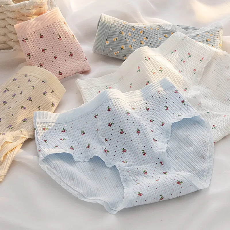 Cute Cartoon Bear Cotton Panties - Mid Waist Sexy Lingerie Set - 122403 / M / CHINA | 5pcs - Sexy Lingerie - Underwear