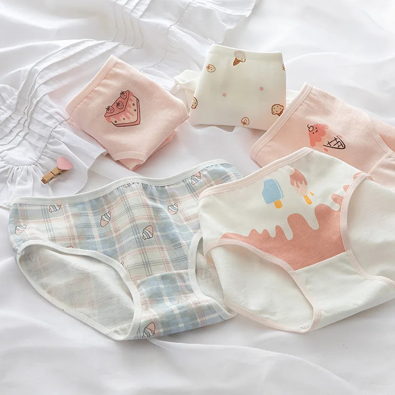 Cute Cartoon Bear Cotton Panties - Mid Waist Sexy Lingerie Set - 122424 / M / CHINA | 5pcs - Sexy Lingerie - Underwear