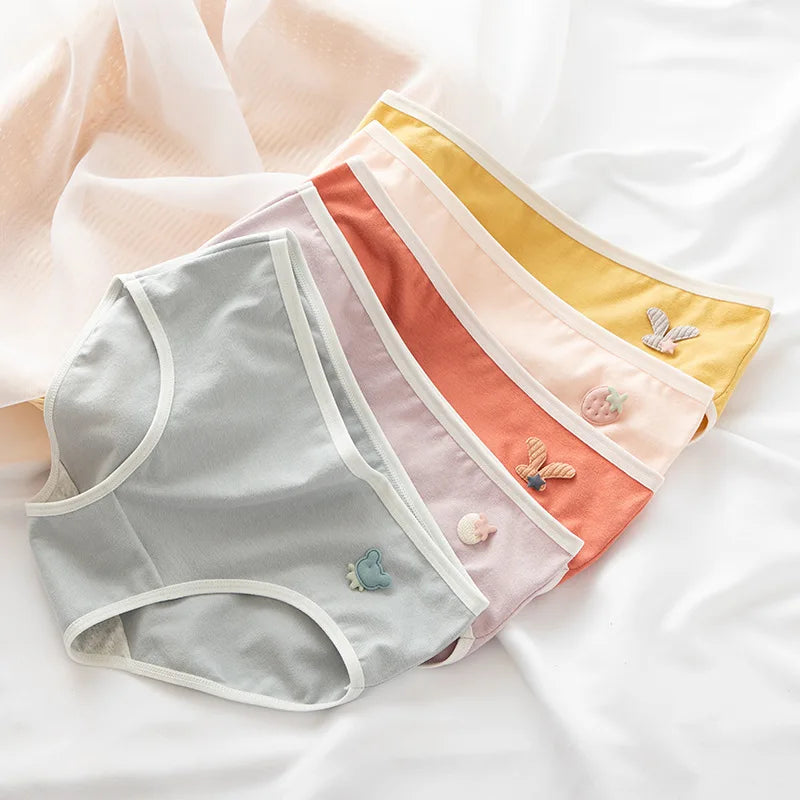 Cute Cartoon Bear Cotton Panties - Mid Waist Sexy Lingerie Set - 122415 / M / CHINA | 5pcs - Sexy Lingerie - Underwear