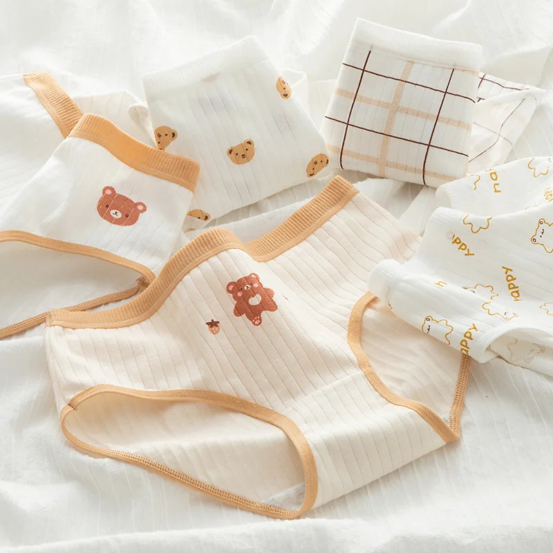 Cute Cartoon Bear Cotton Panties - Mid Waist Sexy Lingerie Set - 122425 / M / CHINA | 5pcs - Sexy Lingerie - Underwear