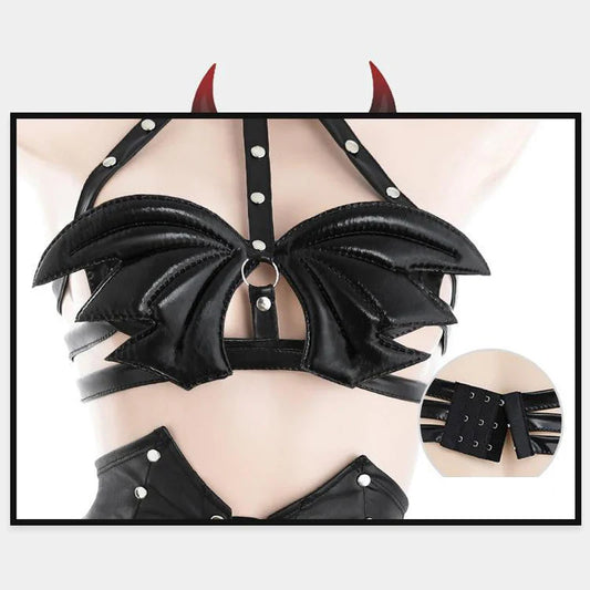Dark Night Demon Wings Cosplay Lingerie Set - Black / One Size - Sexy Lingerie - Lingerie - 2 - 2024