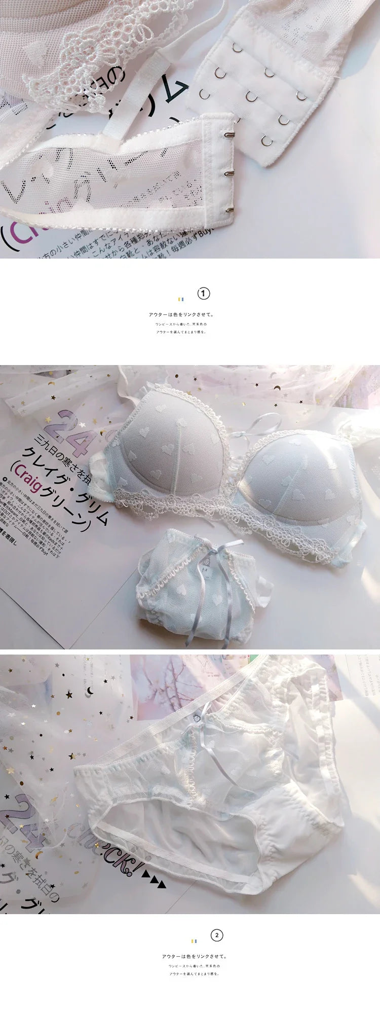 Harajuku Kawaii Fashion Japanese Heart Lace Lingerie Set - Sexy Lingerie - Lingerie - 11 - 2024