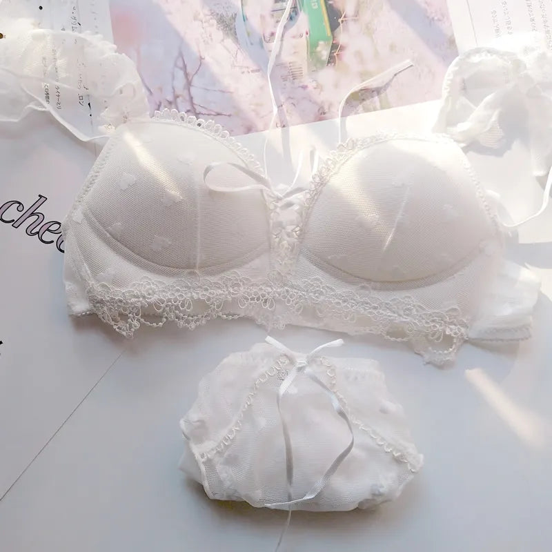 Harajuku Kawaii Fashion Japanese Heart Lace Lingerie Set - White / M AB7075 - Sexy Lingerie - Lingerie - 5 - 2024