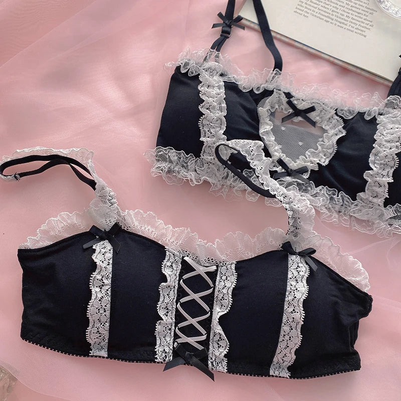 Harajuku Kawaii Fashion Maid Style Black Lingerie Set - Sexy Lingerie - Lingerie - 4 - 2024