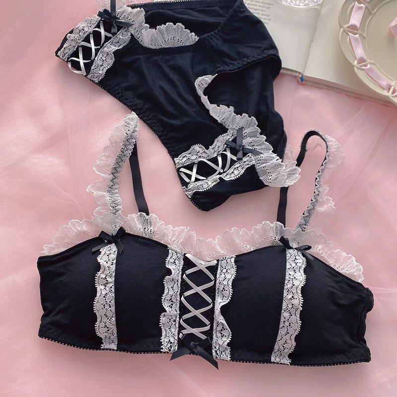 Harajuku Kawaii Fashion Maid Style Black Lingerie Set - Sexy Lingerie - Lingerie - 6 - 2024