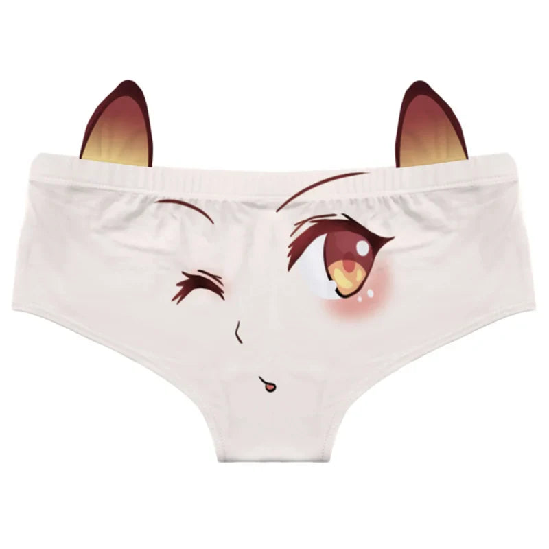 Kawaii Cat Ear Cotton Low Waist Panties - One Size / Coffee - Sexy Lingerie - Lingerie - 7 - 2024