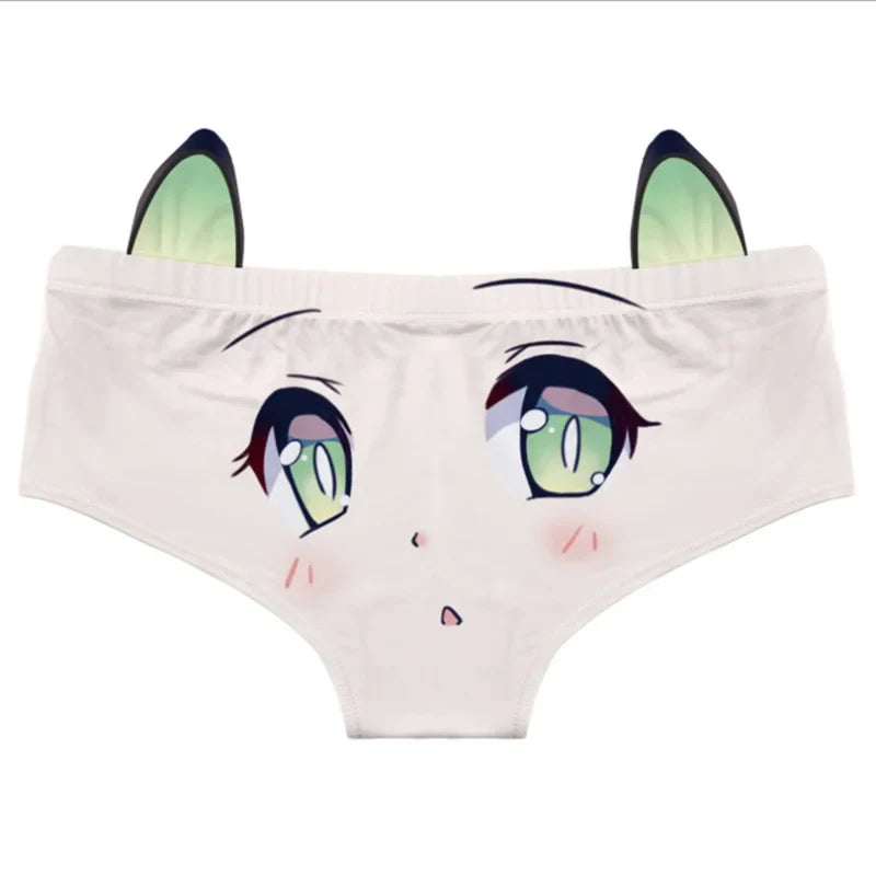 Kawaii Cat Ear Cotton Low Waist Panties - One Size / Green - Sexy Lingerie - Lingerie - 9 - 2024