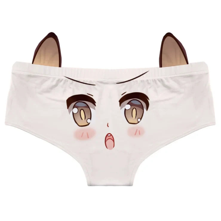 Kawaii Cat Ear Cotton Low Waist Panties - One Size / Brown - Sexy Lingerie - Lingerie - 8 - 2024