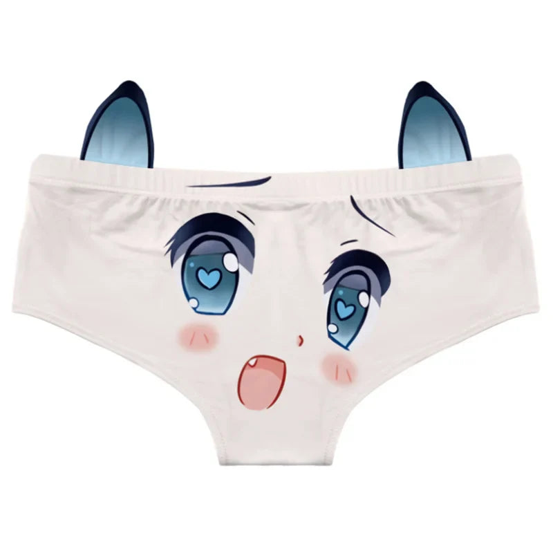 Kawaii Cat Ear Cotton Low Waist Panties - One Size / Blue - Sexy Lingerie - Lingerie - 5 - 2024