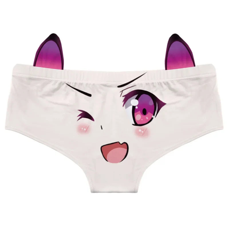 Kawaii Cat Ear Cotton Low Waist Panties - One Size / Purple - Sexy Lingerie - Lingerie - 10 - 2024