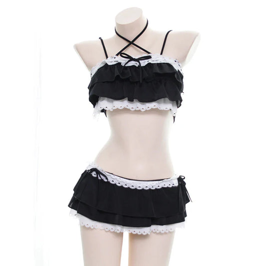 Kawaii Fashion Two-Piece Pajama Lingerie Set - black / One Size - Sexy Lingerie - Lingerie - 7 - 2024