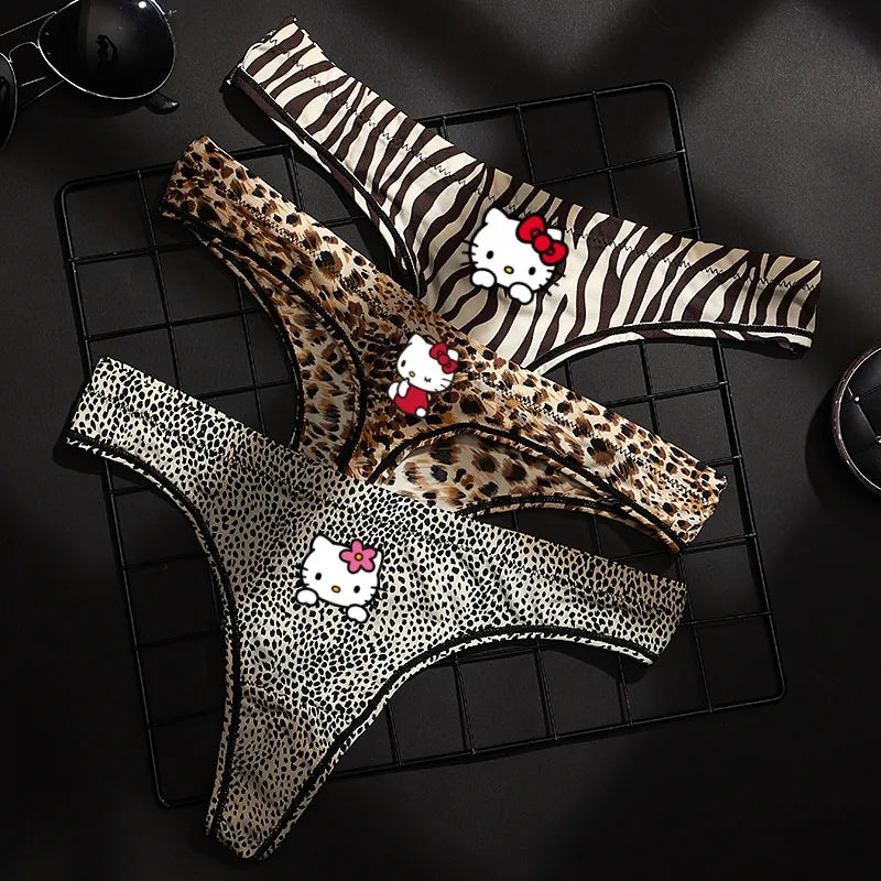 Sanrio Hello Kitty Sexy Leopard Underwear - Quick-drying Lightweight Seamless Thong - Sexy Lingerie - Underwear - 1